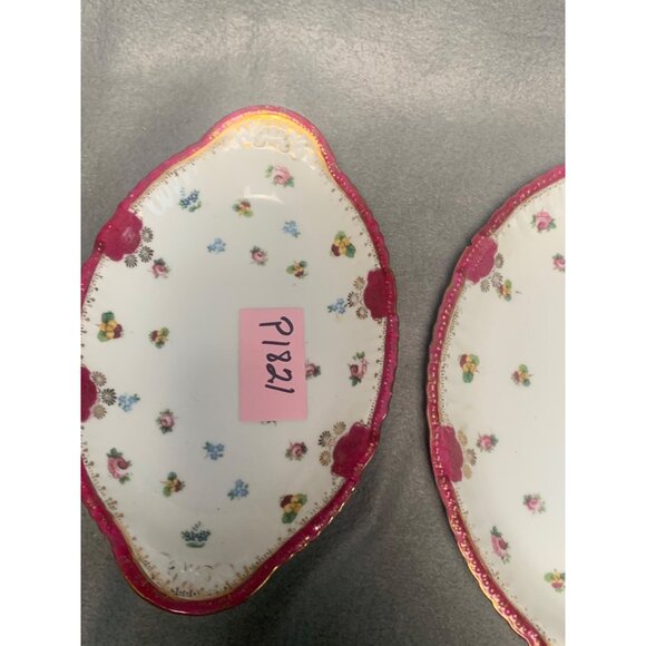 Vintage Victoria Austria Floral Ceramic Serving Platters Set of 3 Pink & White - Picture 16 of 16